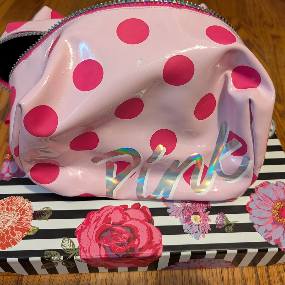 PINK Victoria's Secret Pink and Silver Cosmetic Bag